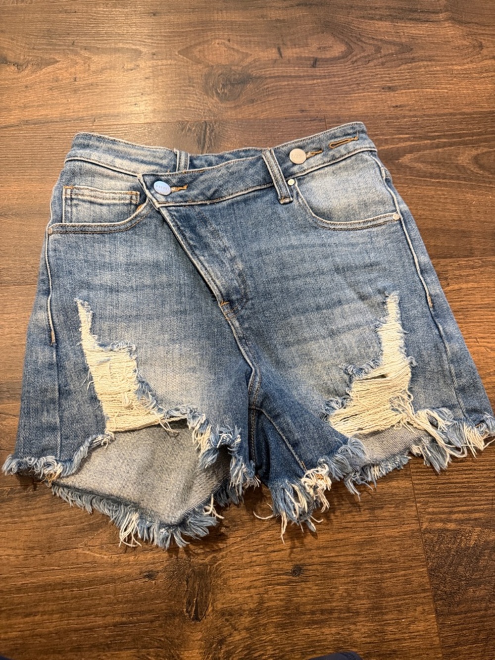 Distressed High-Rise Risen Women's Denim Shorts